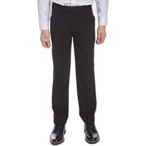Calvin Klein Boy's Flat-Front Bi-Stretch Dress Pant Straight Leg Black (878)